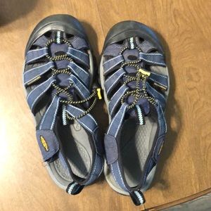 Navy and black keen sandals